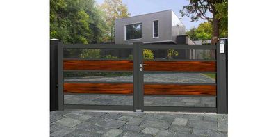 portail moderne en aluminium et imitation bois gamme RD design