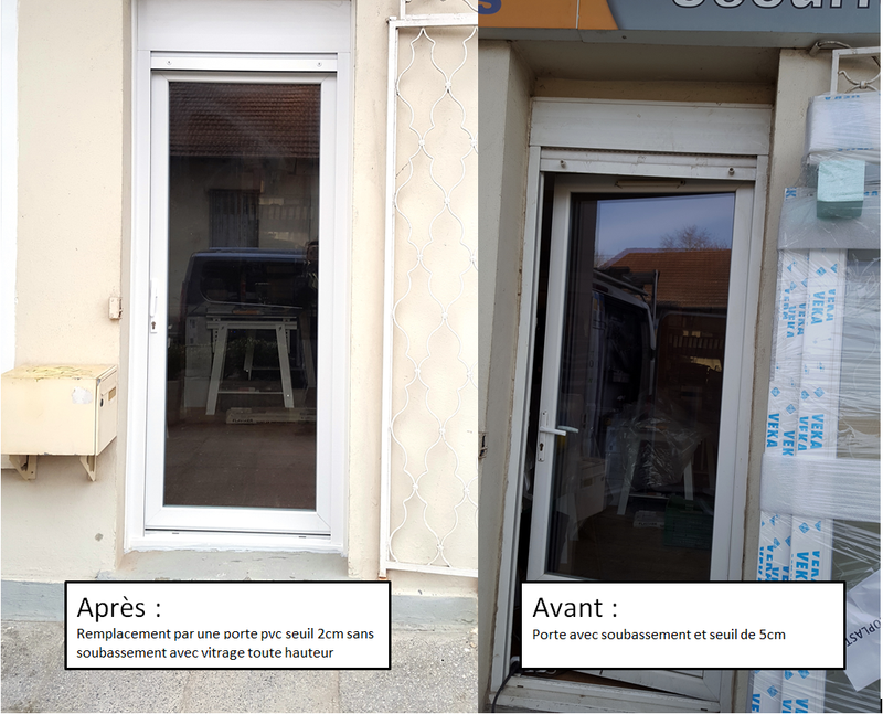 remplacement en rénovation d'une porte d'entrée PVC blanc vitrée à Toulouse
