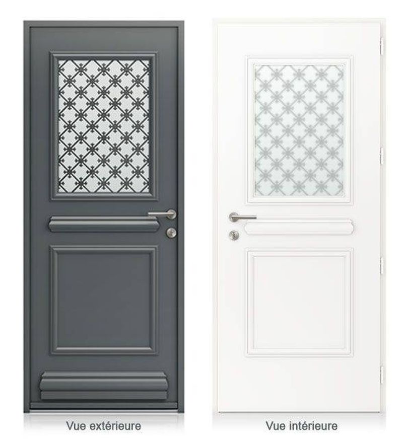 Porte d'entrée en aluminium AUTEUIL de la collection Prestige de K.LINE, coloris noir extérieur et blanc intérieur