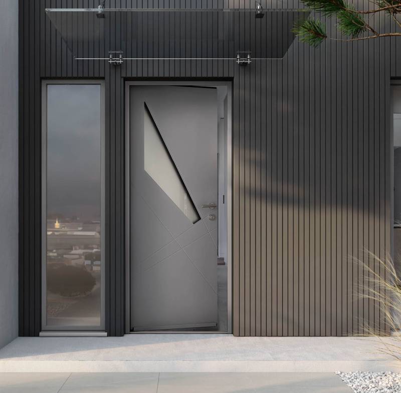 Porte K•LINE semi-vitrée avec vitrage décoratif, design contemporain et lumineux