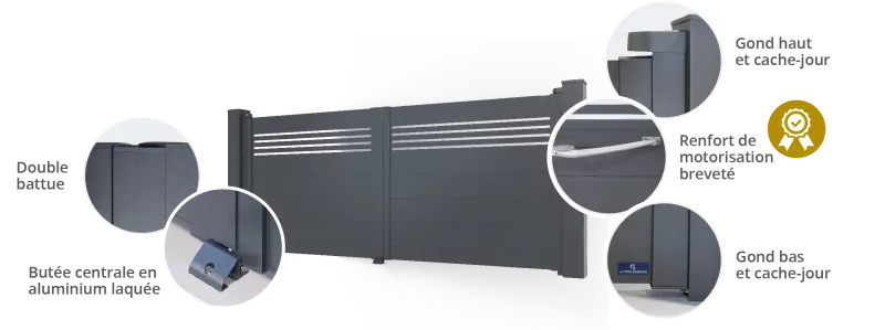 Spécifications techniques des portails battants La Toulousaine – qualité de fabrication des portails aluminium sur mesure.