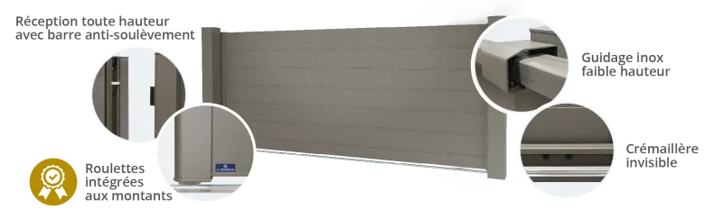 Spécifications techniques des portails coulissants La Toulousaine – robustesse, durabilité et conception locale.